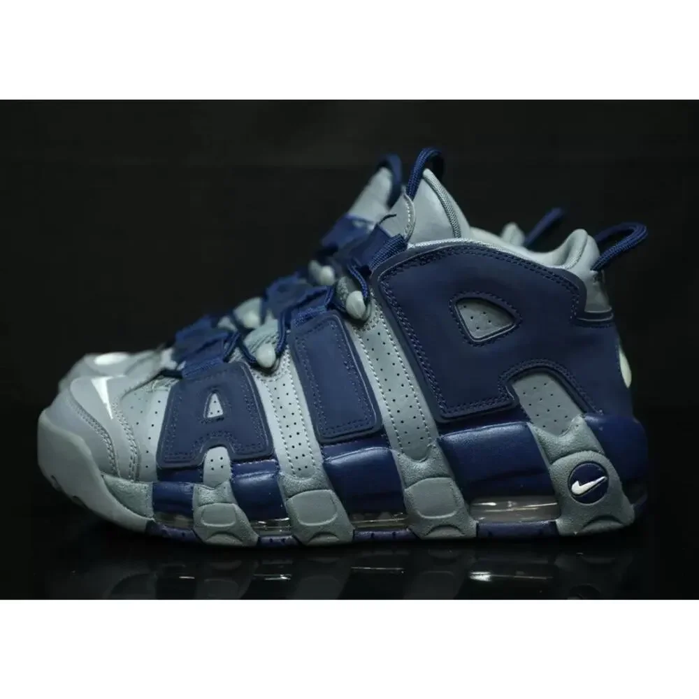 NIKE Air Uptempos Rare Georgetown Hoyas Shoes Cool Grey Navy Mens 8 Fast Ship
